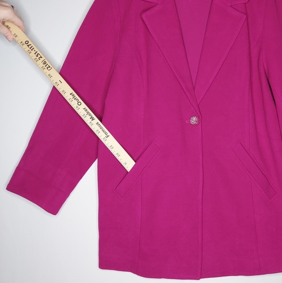 Chicos Jacket 3P XLP Women Pink One Button Vneck Collar Pocket Stretch Knit - Picture 4 of 7